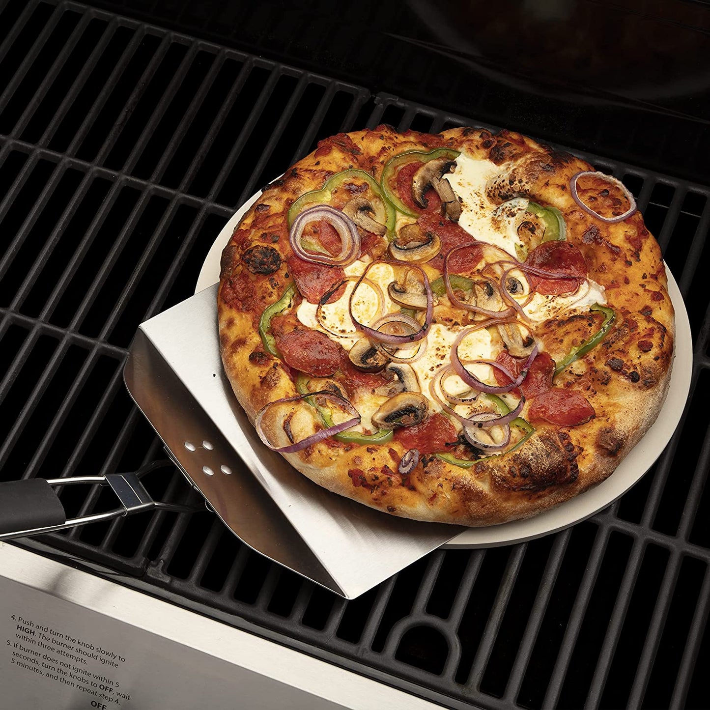 Stainless Steel and Black Pizza Grilling Stone