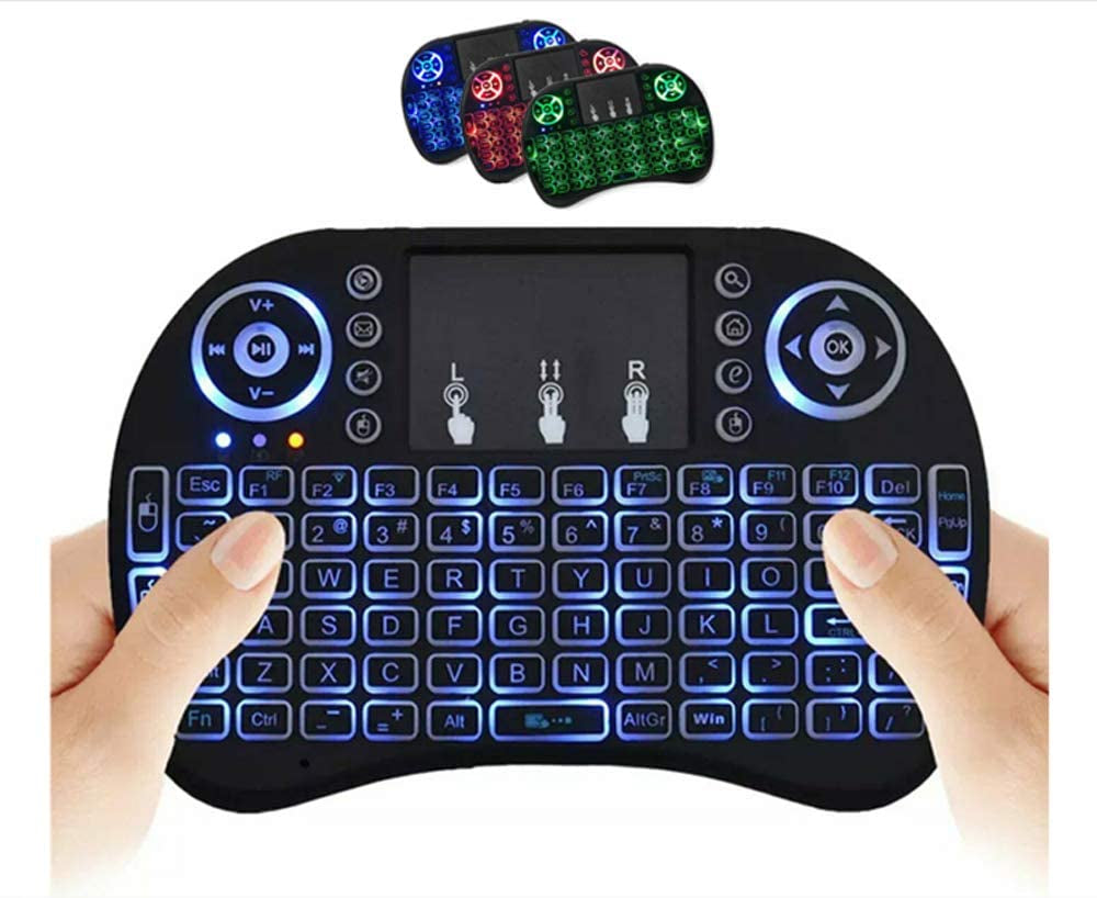 Wireless Mini Keyboard Remote Control - Includes Touchpad Mouse Combo and RGB Backlit - Designed for Smart TVs, Android TV Boxes, PCs, and IPTV - Operates on 2.4GHz Frequency.