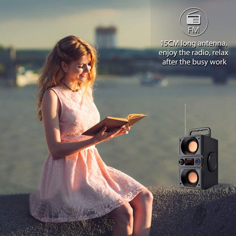  Portable Boombox with 40W (60W Peak) Stereo Dual Woofers and Dual Tweeters. Wireless Home Party Speaker with 2400 Minutes Playtime, Suitable for Party, Camping, and Gym.