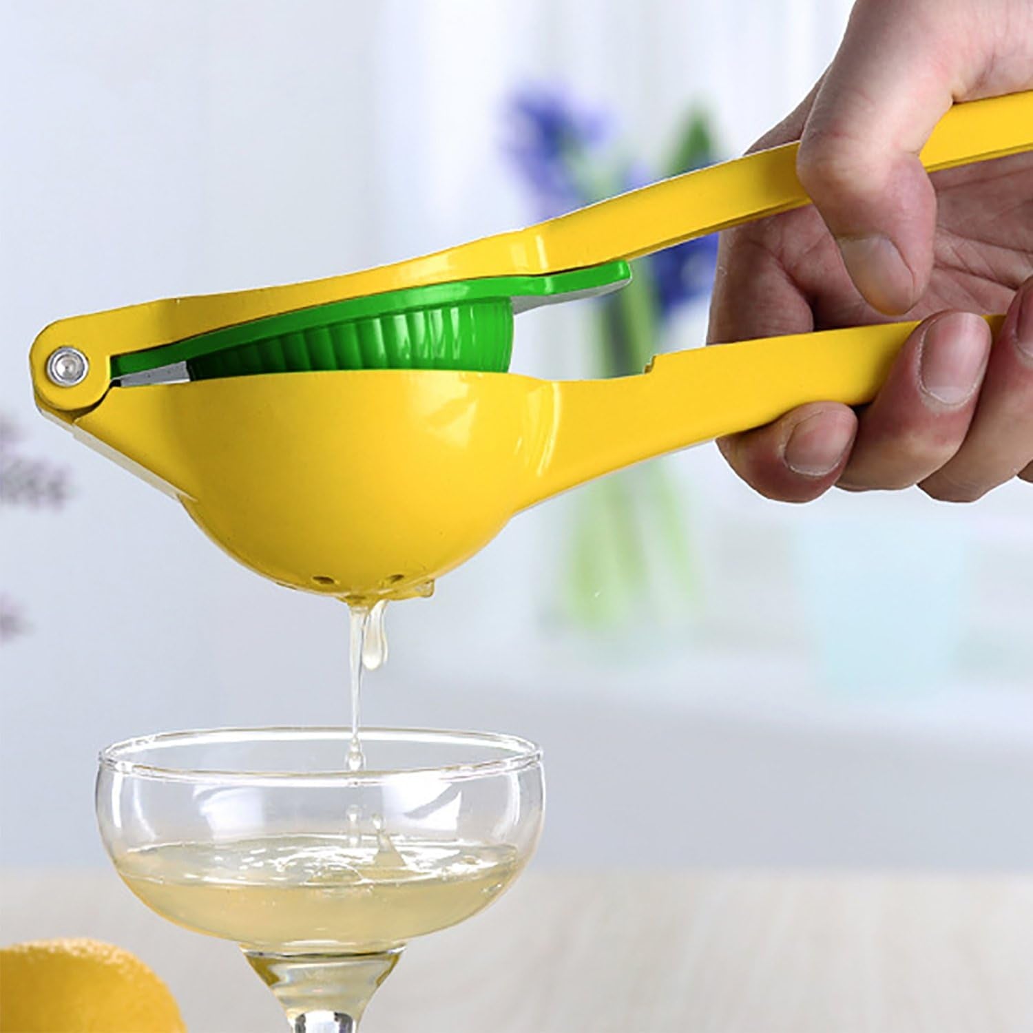 Premium Quality Metal Lemon Lime Squeezer - Manual Citrus Press Juicer for Fresh Wedge Juicing, Leaves No Pulp or Seeds