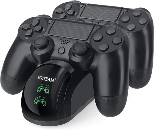 PS4 Controller Charger - Fast Charging Docking Station Stand for Sony PS4, PS4 Slim, and PS4 Pro Wireless Controllers - Equipped with LED Indicator and Built-in IC Protection Chip.