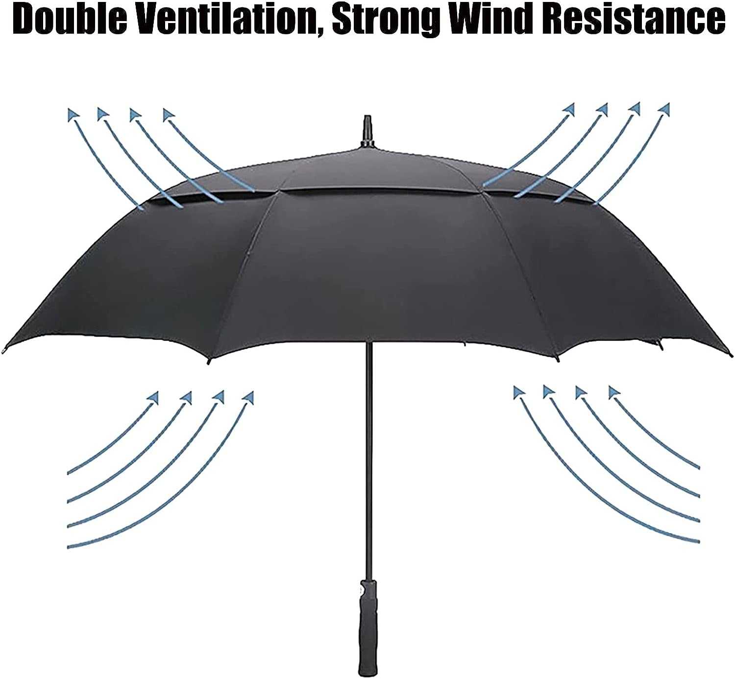 Extra Large Windproof Golf Umbrella - 62/68 Inch Diameter - Automatic Open with Double Canopy Vented Design - Designed to Withstand Rain and Wind - Ideal for Adults seeking Oversized Protection.