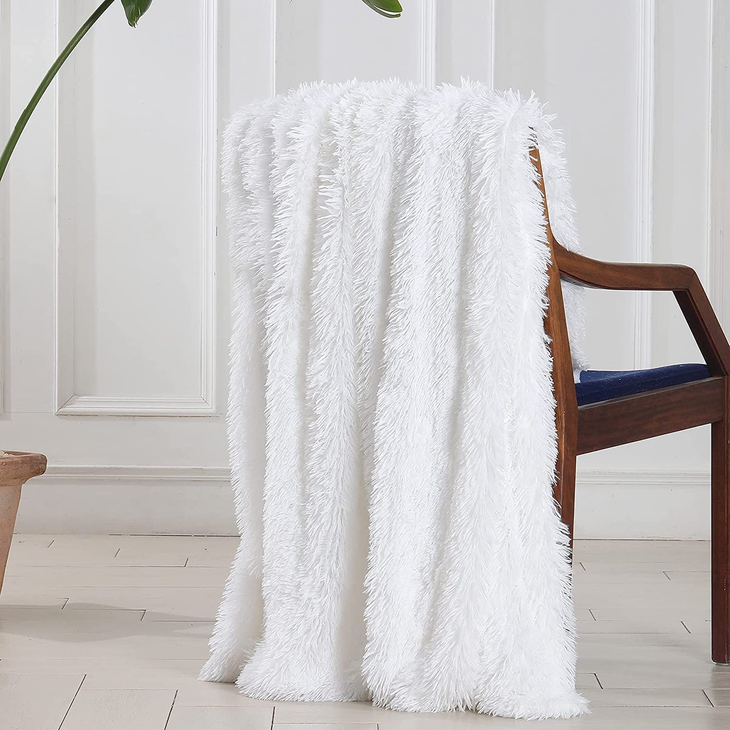 White Fluffy Throw Blanket - Perfect for Couches and Beds. This Soft Faux Fur Blanket is Comfy, Shaggy, Cozy, and Measures 50x60 inches.