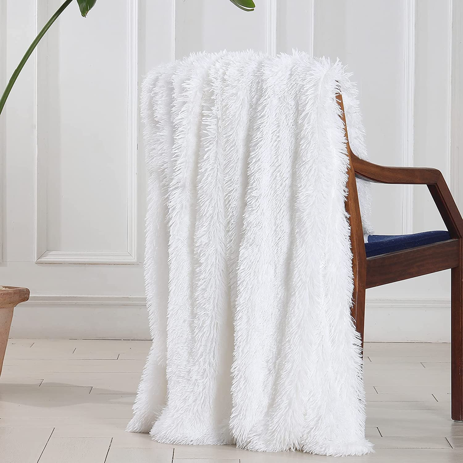 White Fluffy Throw Blanket - Perfect for Couches and Beds. This Soft Faux Fur Blanket is Comfy, Shaggy, Cozy, and Measures 50x60 inches.