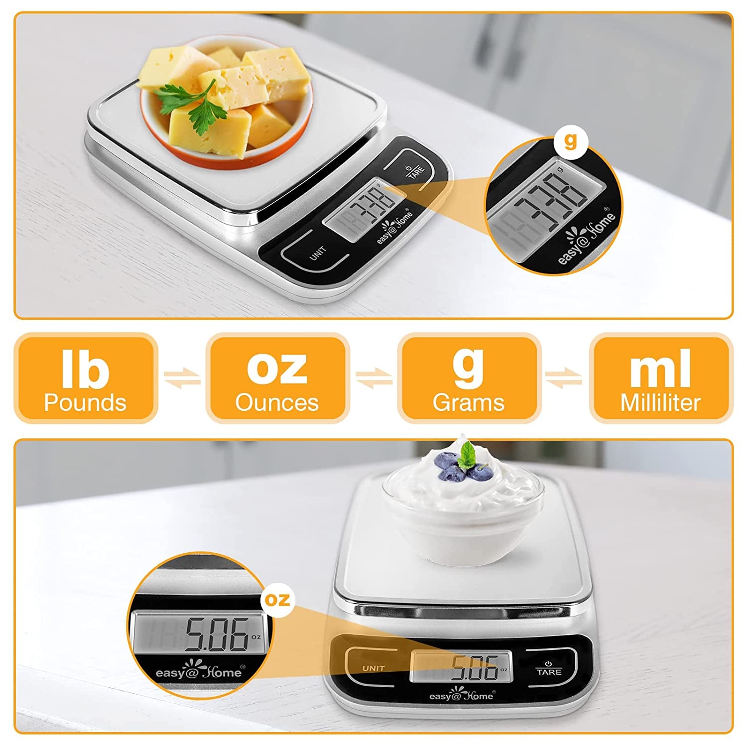 Digital Kitchen Food Scale: High Precision, Multifunctional with 0.04oz Accuracy and 11 lbs Capacity.