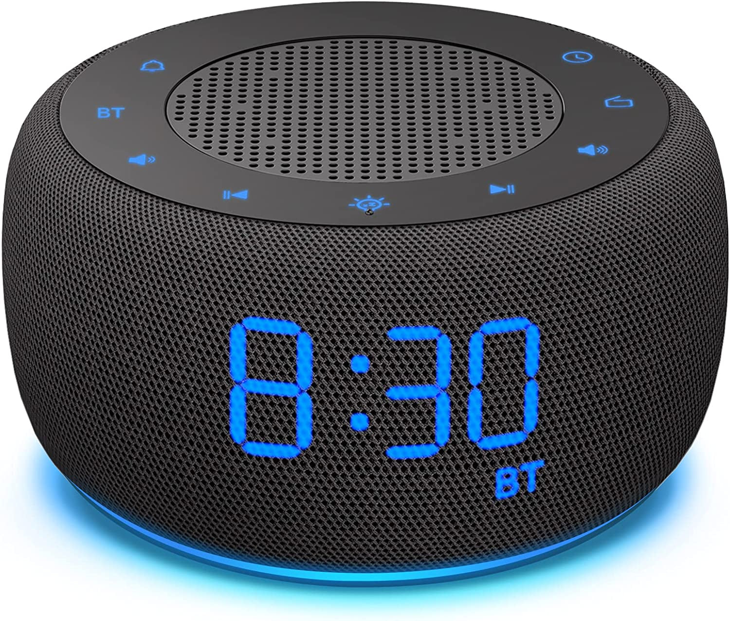 Bluetooth Speaker Alarm Clock with FM Radio - Hi-Fi Sound, Dimmable Display, Wall-Powered Alarm Clock Radio for Bedroom