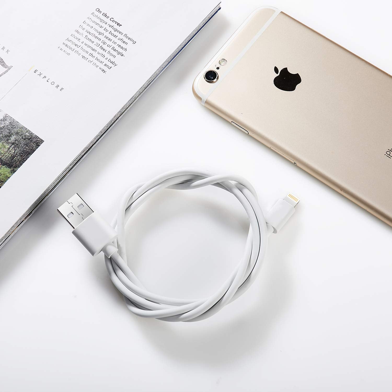 6-Pack 3FT Lightning Cable for iPhone - Compatible with iPhone Xs MAX XR X 8 8Plus 7 7Plus 6s 6sPlus 6 6Plus SE 5 SE, iPad, iPod & More - White