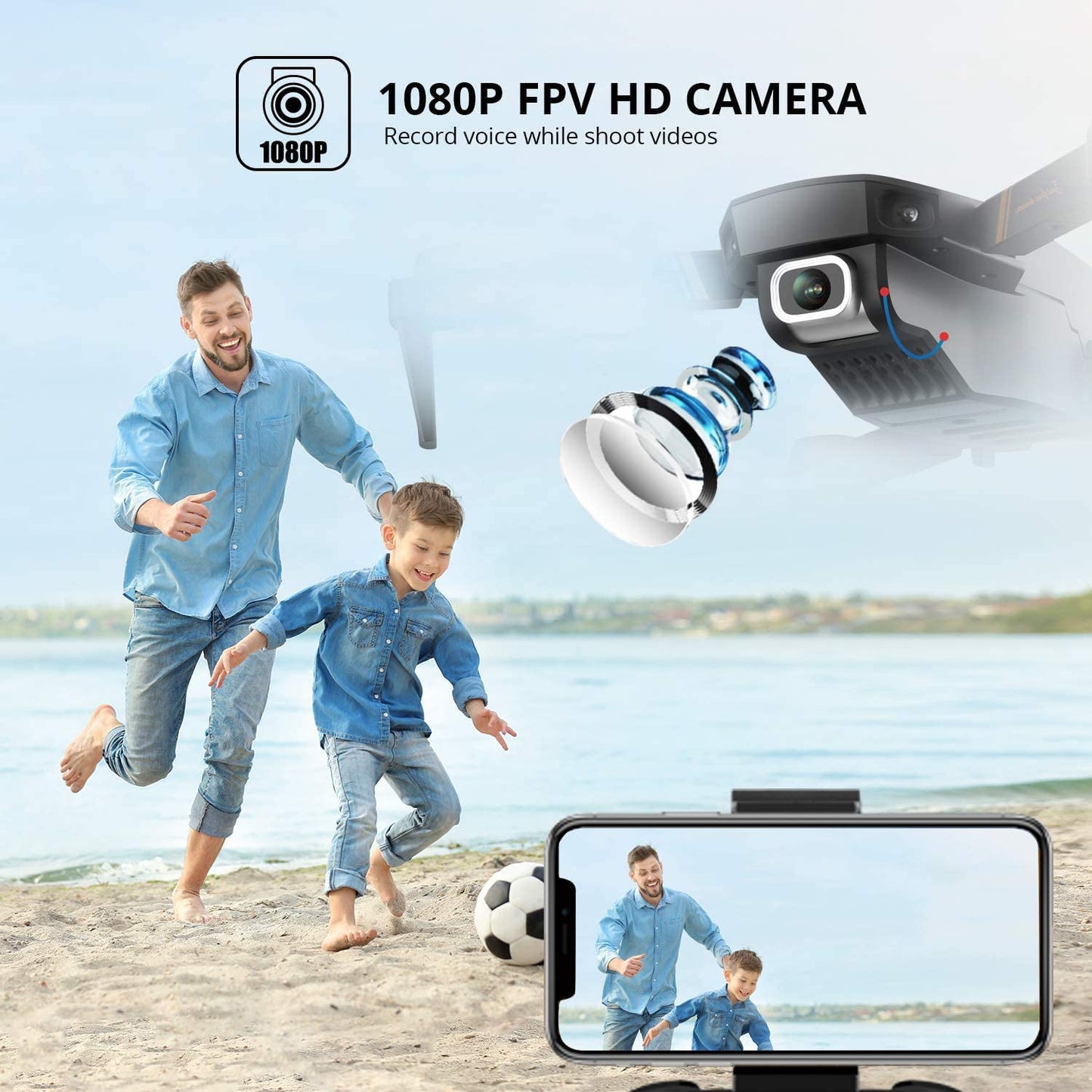 Foldable RC Quadcopter with 1080P Camera - 4DV4 Drone for Adults and Kids - HD FPV Live Video, Trajectory Flight, App Control, Altitude Hold, One Key Return, 2 Batteries - Ideal Gift for Beginners and Toy Enthusiasts