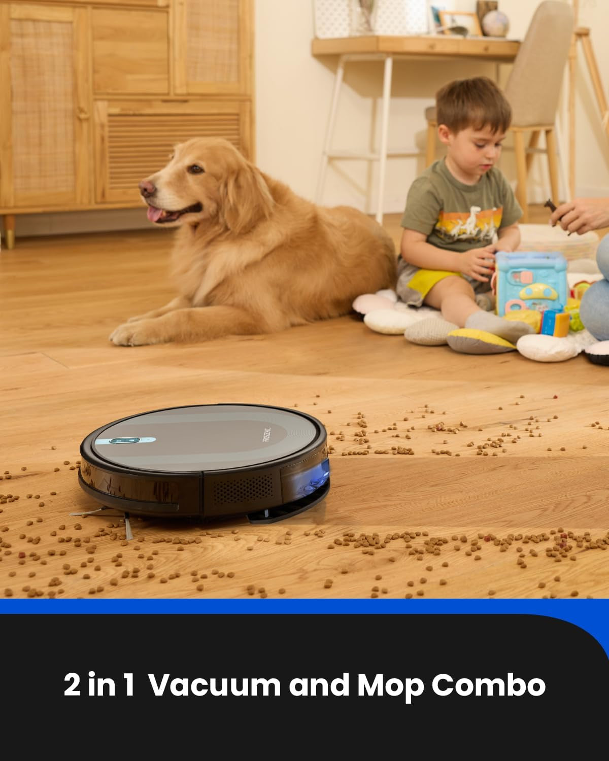 Robot Vacuum and Mop Combination: Wi-Fi/App/Alexa/Siri Controlled Robotic Vacuum Cleaner with Gyro Navigation, Includes Boundary Strip, Self-Charging, Slim Design, Ideal for Hard Floors, Pet Hair, and Carpets