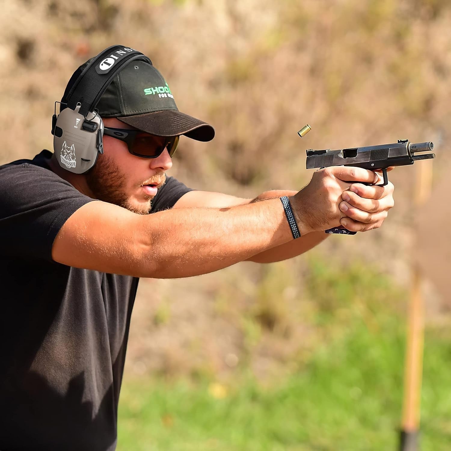  Electronic Noise Cancelling: NRR 23dB Earmuffs for Shooting and Hunting, Equipped with 3.5mm Audio Jack for Gun Range Use in FDE Color
