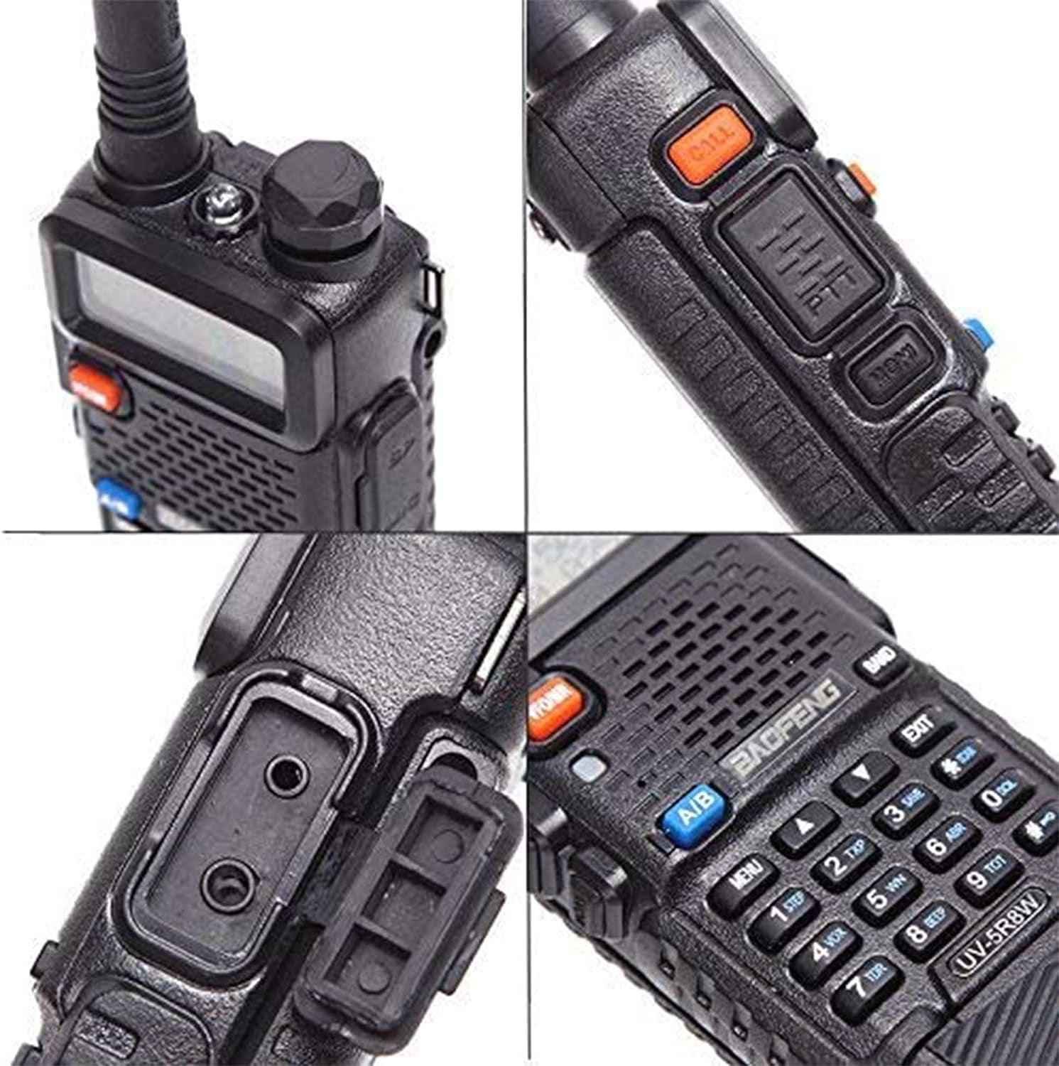 UV-5R Ham Radio Walkie Talkies - A Set of 2 Long Range Two-Way Radios equipped with a 3800mAh Li-ion Battery. Includes Tactical Antenna, Hand Mic, and One Cable.