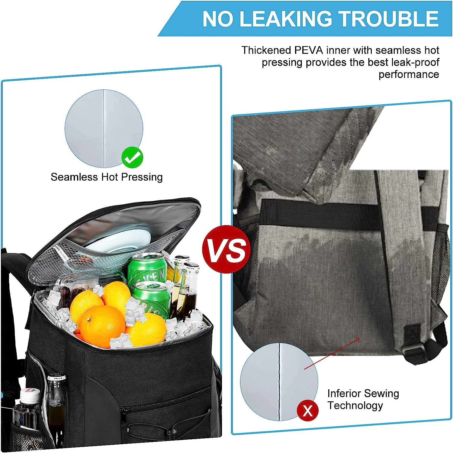 Insulated Leak-Proof Backpack Cooler for Men and Women - Waterproof Soft Cooler Bag for Camping, Hiking, Beach, Picnics, and Fishing - Holds 36/32 Cans