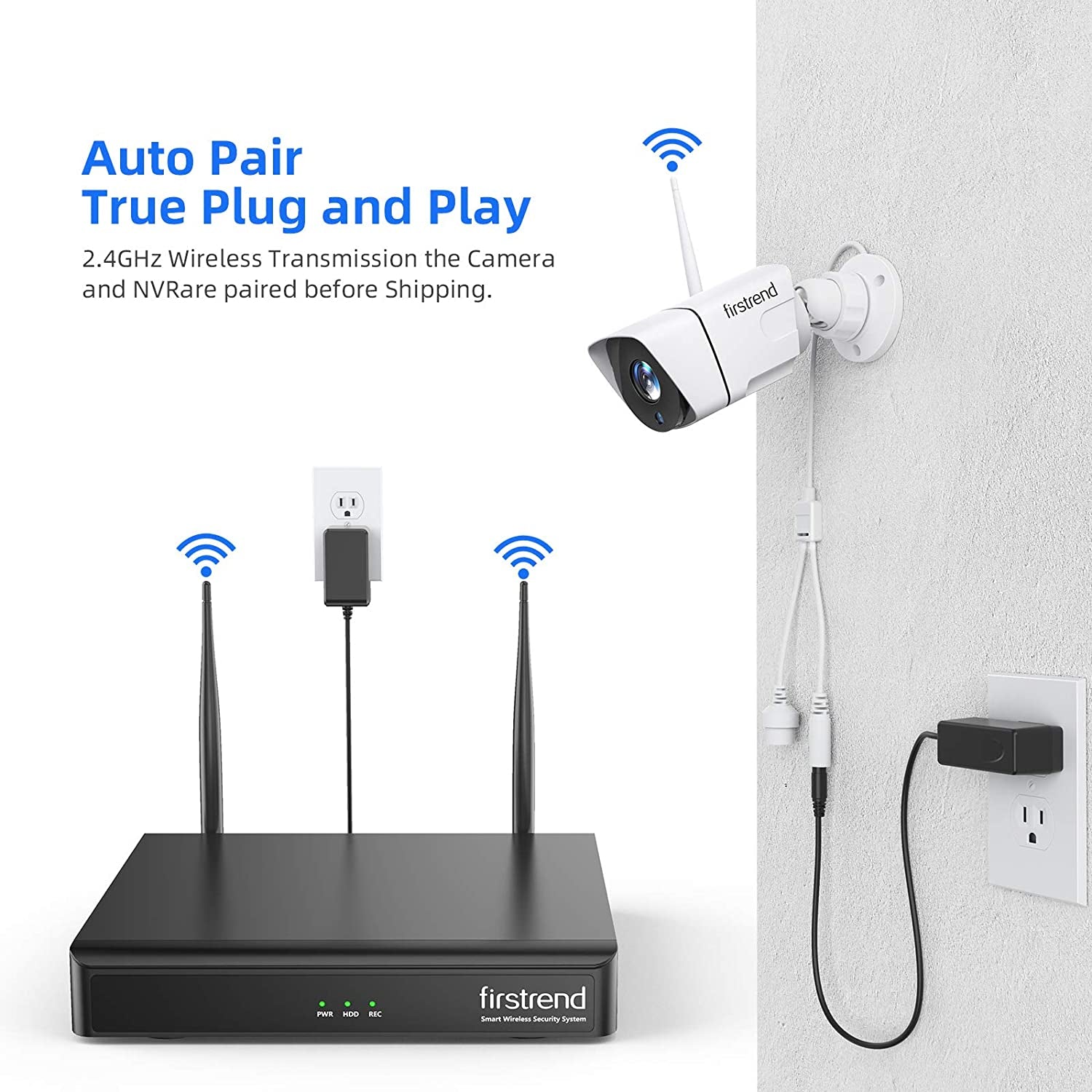 1080P Wireless NVR System with 4Pcs 1.3MP IP Security Camera - Wireless Security Camera System with 65Ft Night Vision, Easy Remote View, P2P CCTV Camera System (No Hard Drive Included)