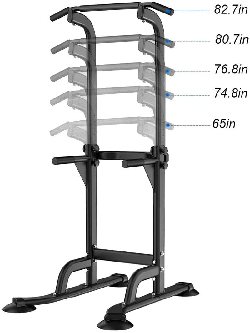 Adjustable Height Workout Pull Up & Dip Station - Multi-Function Home Gym Strength Training Fitness Equipment