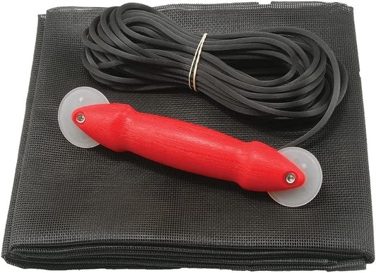 Professional-Grade Screen Door Repair Kit with Rolling Tool - Ideal for Replacing Screens on Windows or Patio Doors - Charcoal Fiberglass Screen Cloth, 48" x 84" - Includes 1 Kit