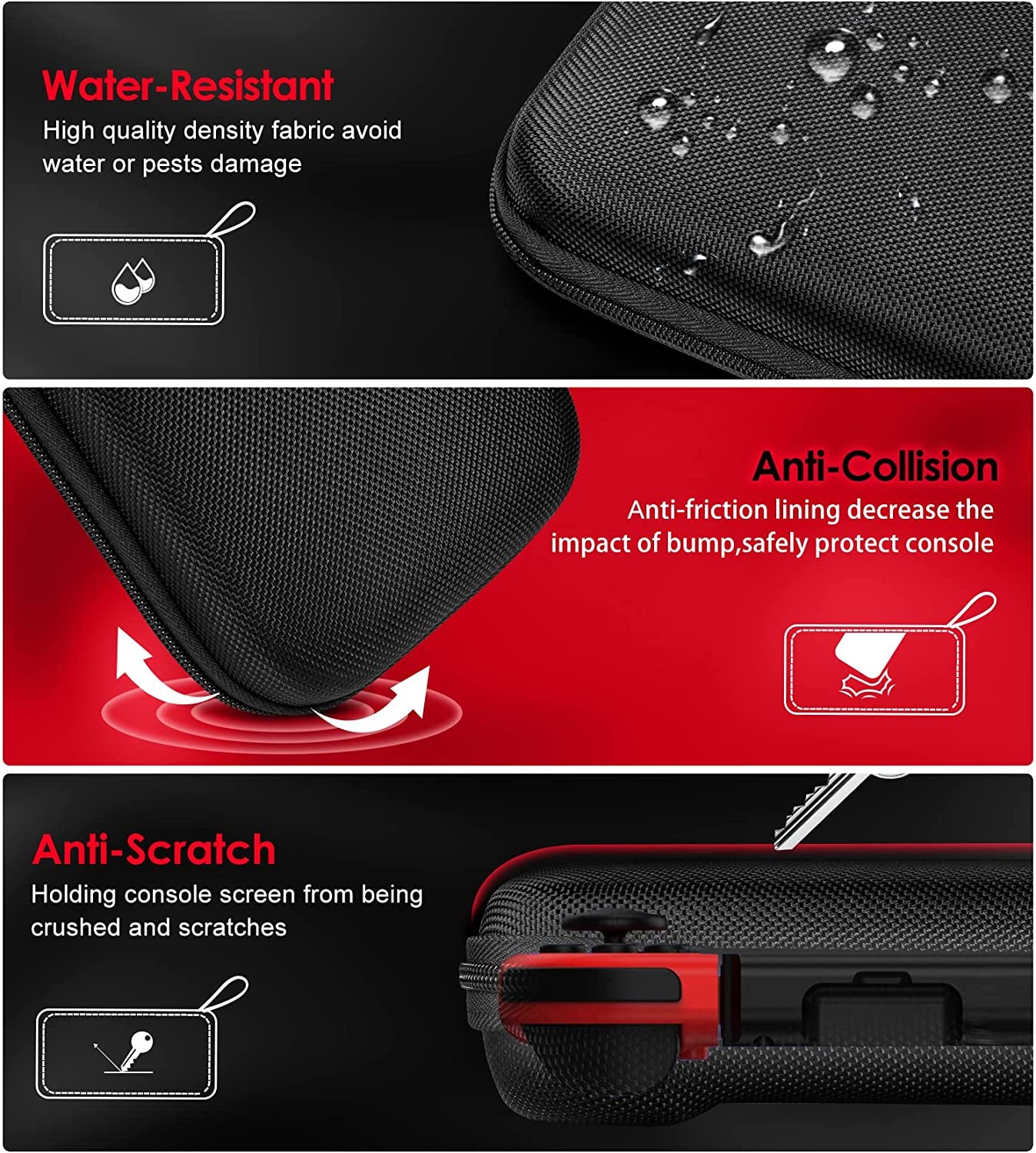 Protective Carrying Case for Nintendo Switch and NEW Switch OLED Model (2021) - Portable HardShell Pouch Travel Bag for Switch Accessories, Accommodates 10 Game Cartridges