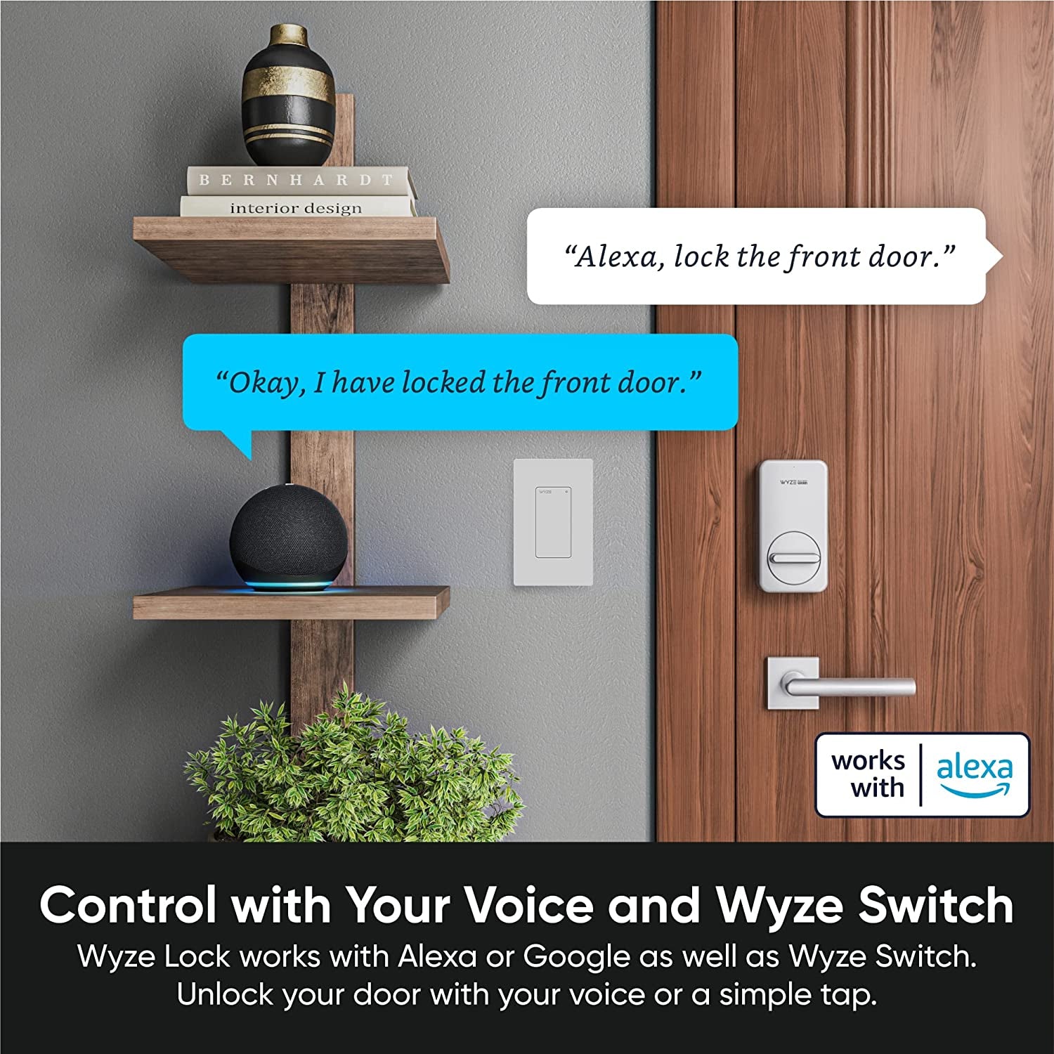 Wireless and Keyless Entry Smart Door Lock with Wifi and Bluetooth Connectivity - Works with Amazon Alexa and Google Assistant - Compatible with Most Deadbolts - Includes Wyze Gateway