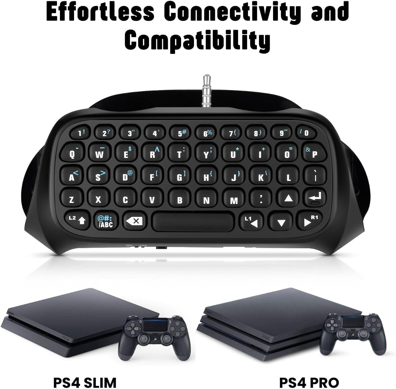 PS4 Chatpad - Compact Design QWERTY Keyboard Attachment for PS4 Controllers. Ultimate Gamepad Keyboard for Playstation 4, compatible with PS4, PS4 Slim, and PS4 Pro.