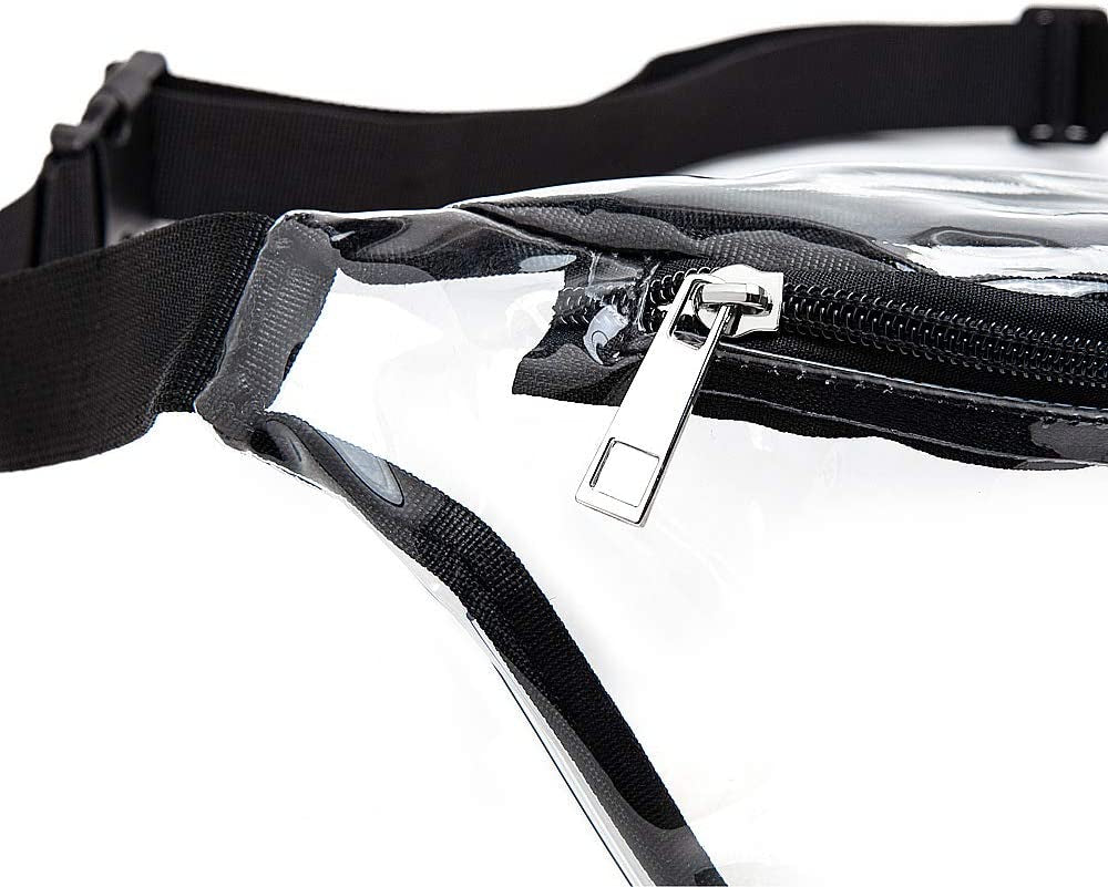 Women's Waterproof Clear Fanny Pack - Cute and Compact Waist Bag with Adjustable Strap - Designed to be Stadium Approved - Size: Medium - Color: Black.