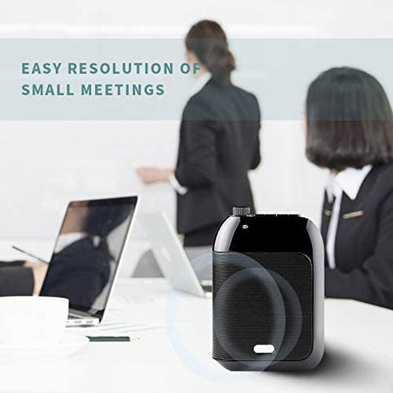 15W Portable Voice Amplifier with Wired Microphone Headset - Professional Black Loudspeaker for Teachers, Tour Guides, and Presenters - Powerful Mini Speaker for Training and Coaching