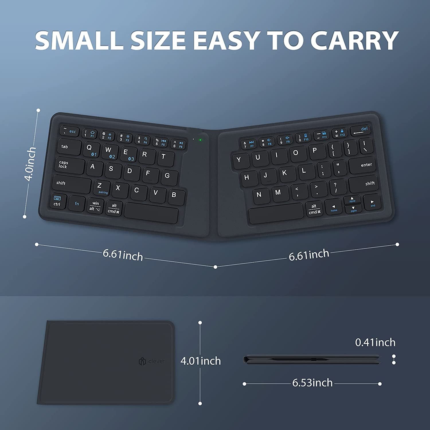 Foldable Bluetooth Keyboard with Stand Holder - Portable, Multi-Device Wireless Folding Keyboard for iPhone, iPad, Smartphone, Tablet, Laptop