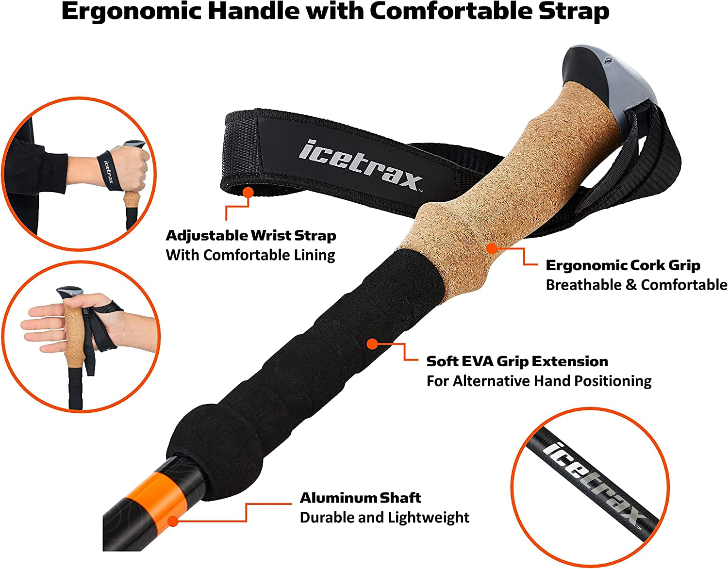 Durable Aluminum Trekking Poles with Quick Lock System, Cork Grip, and Adjustable Height - Complete Hiking Poles Set