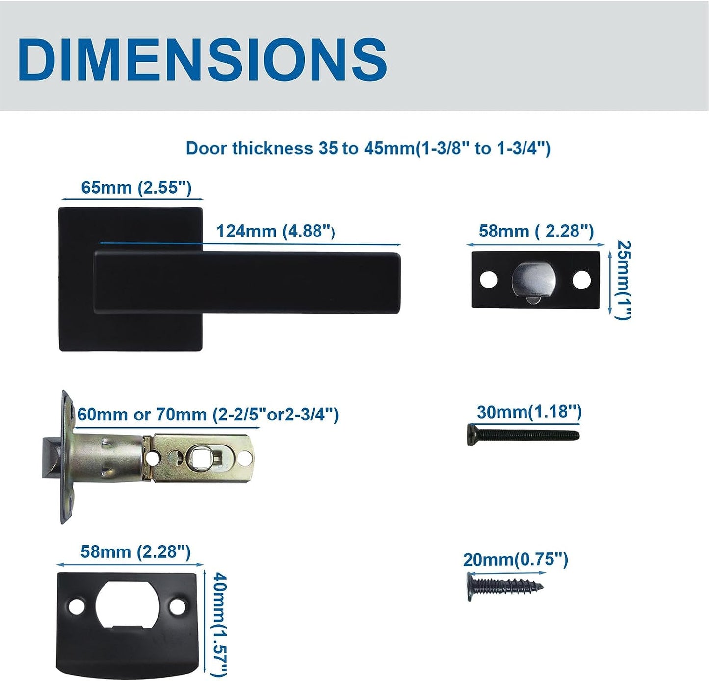 Matte Black Straight-Style Door Lever with Keyed-Alike Entry Function - Includes Exterior and Interior Entry Lock with Keys. Suitable for Both Left and Right-Handed Doors. Available in a 1-Pack.
