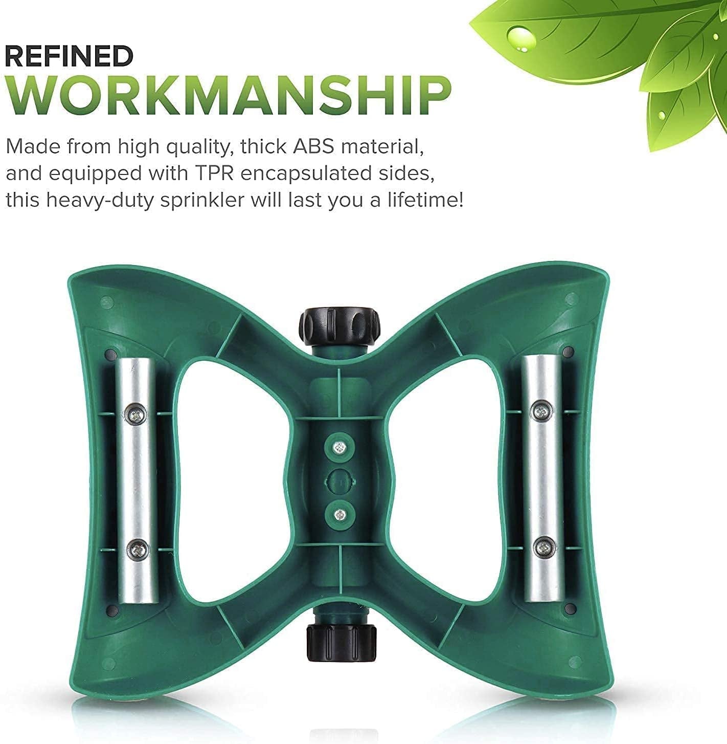 Three Arm Garden Sprinkler with Twelve Built-in Spray Nozzles - Provides 360 Degree Rotation and Covers 3600 Square Feet