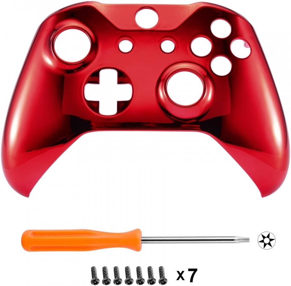 Red Chrome Front Housing Shell Faceplate for Xbox One S & Xbox One X Controller.