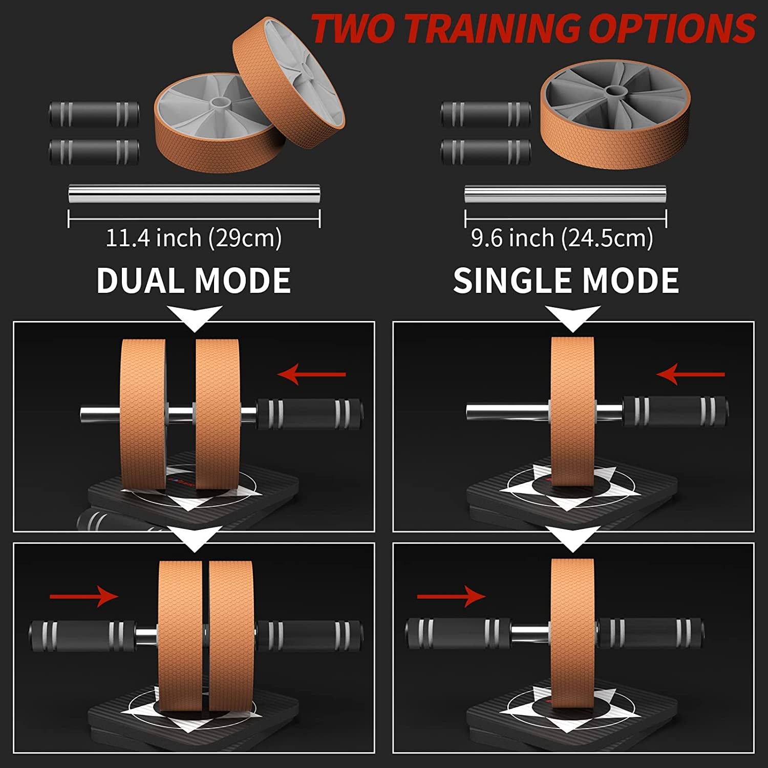 Ab Roller Wheel Set for Core Strength and Muscle Training, with Muscle Roller Stick for Pain Relief and Recovery, Ideal for Home Gym Workouts