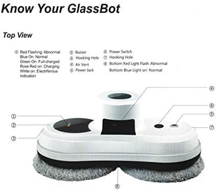 Smart Window Cleaning Robot: Intelligent Automatic Window Cleaner with APP and Remote Control, Ideal for Indoor and Outdoor Windows, Glass, Mirrors, Tables, and Tiles - Available in White