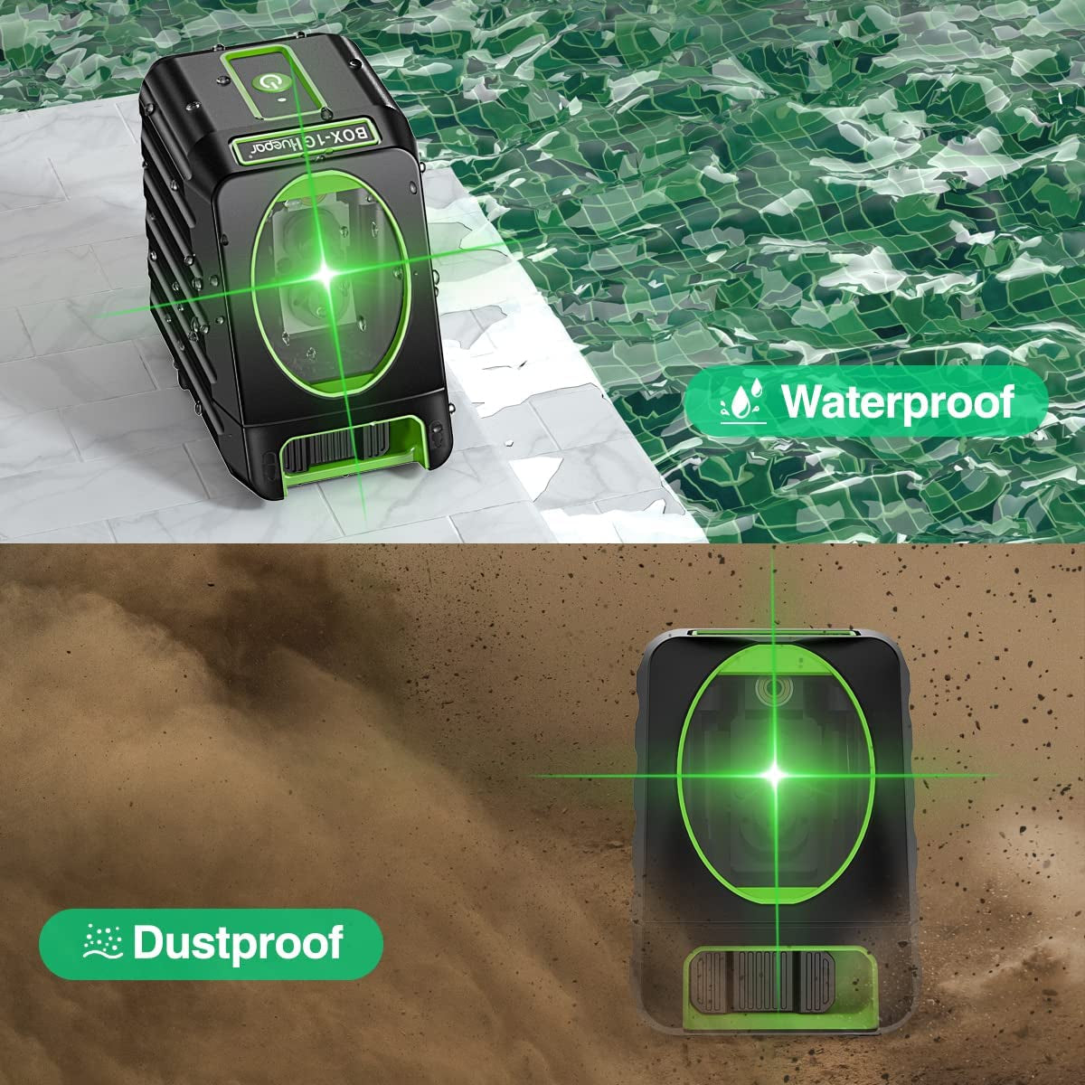 Laser Level Self-Leveling150ft/45m Outdoor Cross Line Laser,  with Pulse Mode,Level with Vertical Beam Spread Covers of 150°,360°Magnetic Base and Battery Included-BOX-1G