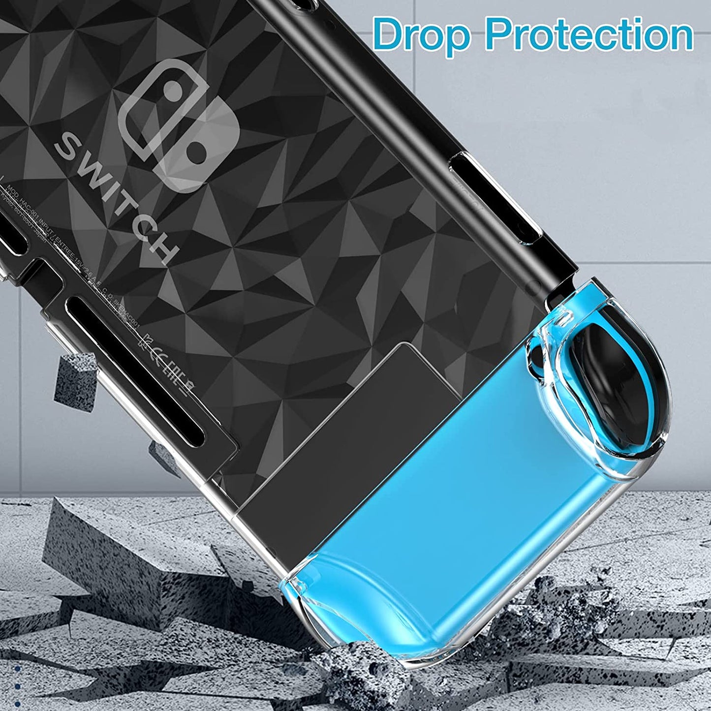  Dockable Nintendo Switch Case with Screen Protector - Clear Protective Cover for Nintendo Switch and JoyCon Controller, Includes Tempered Glass Screen Protector