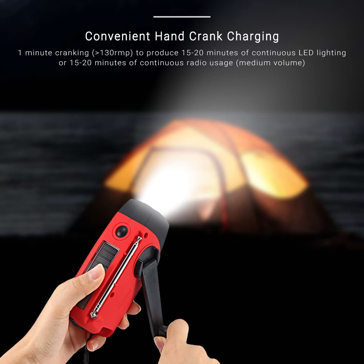 Solar Powered Hand Crank Emergency Weather Radio: Features FM/AM/NOAA Radio, 3-LED Flashlight, and 2000mAh Power Bank for Smartphones - A Must-Have for Emergency Situations.