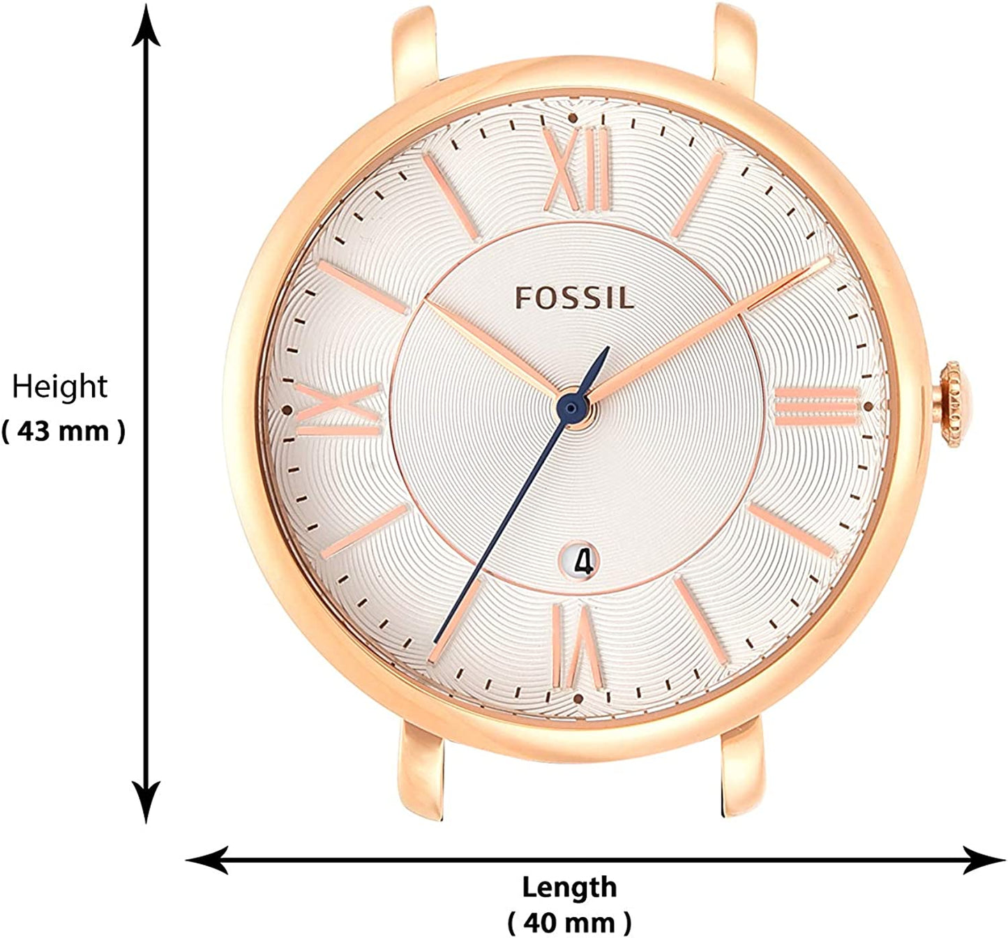 Fossil Women's Watch In Rose Goldtone With Navy Leather Strap