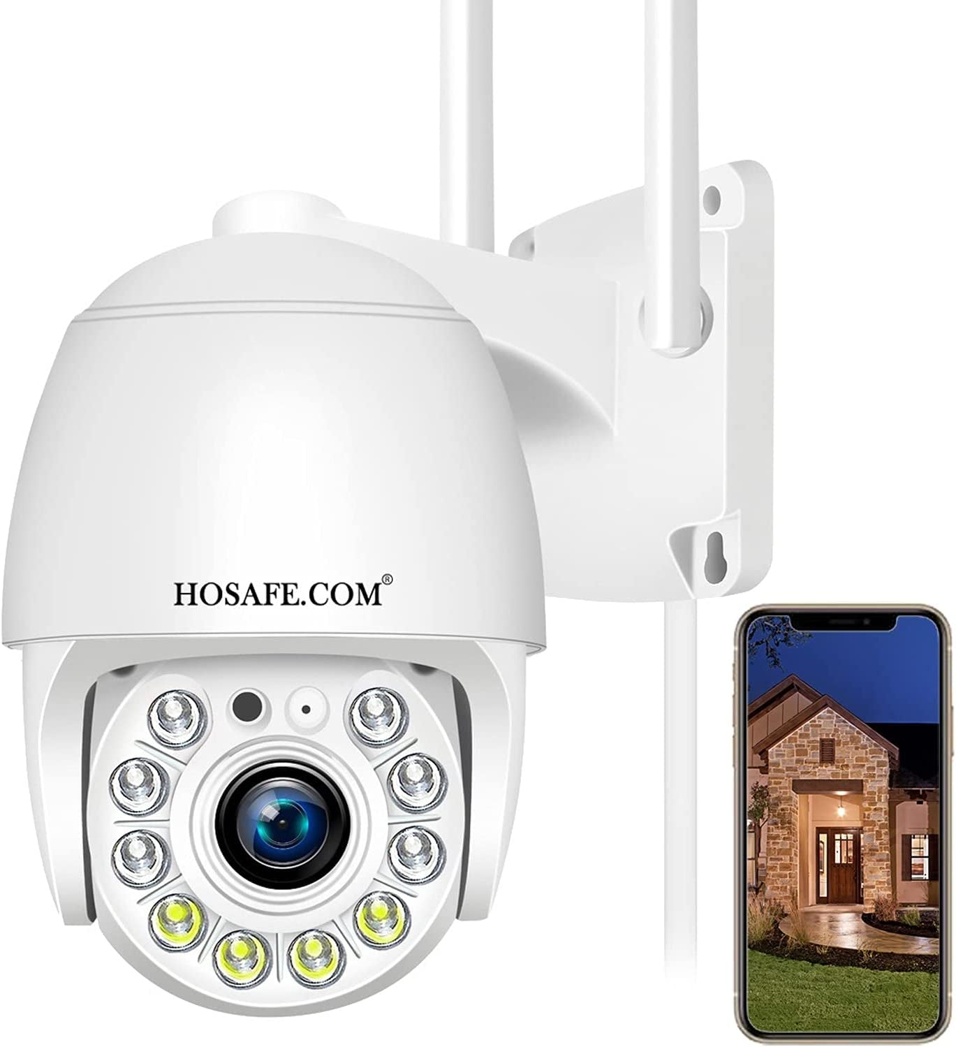 Wireless Outdoor Surveillance Camera with 360° Coverage, Color Night Vision, 2-Way Audio, Motion Detection Tracking, and Waterproof Design - Compatible with Phone and PC App