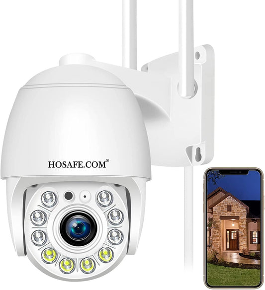 Wireless Outdoor Surveillance Camera with 360° Coverage, Color Night Vision, 2-Way Audio, Motion Detection Tracking, and Waterproof Design - Compatible with Phone and PC App