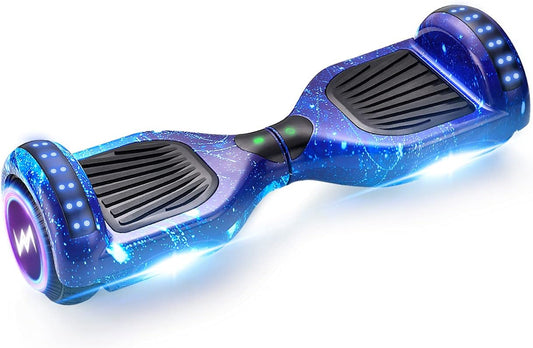 UL2272 Certified Hoverboard with Music Speaker, 6.5" Shining Wheels, Vibrant Lights, and Complimentary Hover Board Bag - Range up to 10 kms - Galaxy Blue