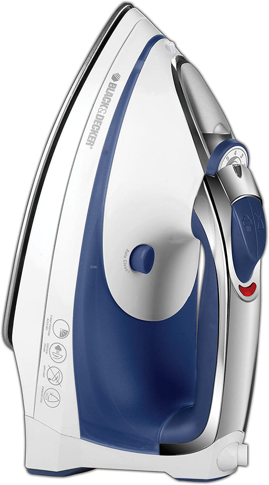 Advantage Steam Iron White/Blue Nonstick Stainless Steel Clothing Iron