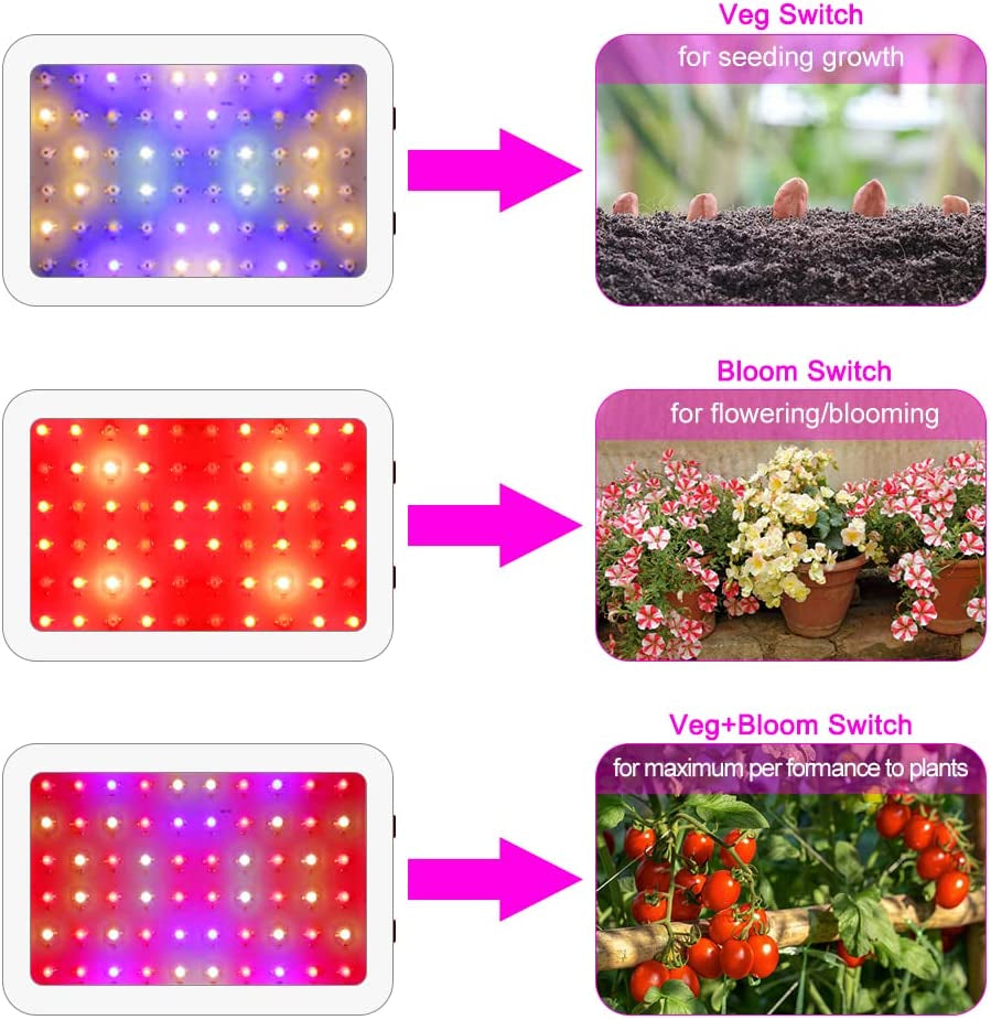 600W LED Grow Light with Full Spectrum for Indoor Plants - Enhanced Plant Growing Light Fixtures with Daisy Chain and Temperature Hygrometer