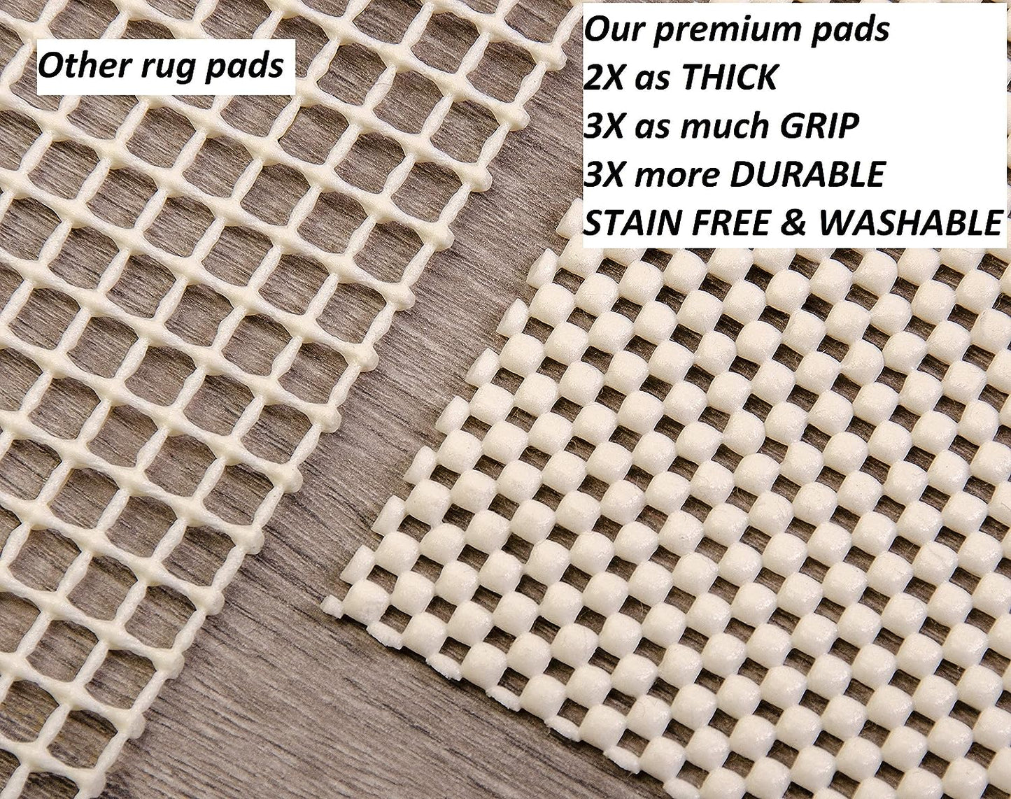 8' x 11' Extra Thick Non-Slip Rug Pad - Provides Grip, Comfort, Cushion, and Protection for Rugs and Mattresses on Hard Surfaces - Rug Underpad