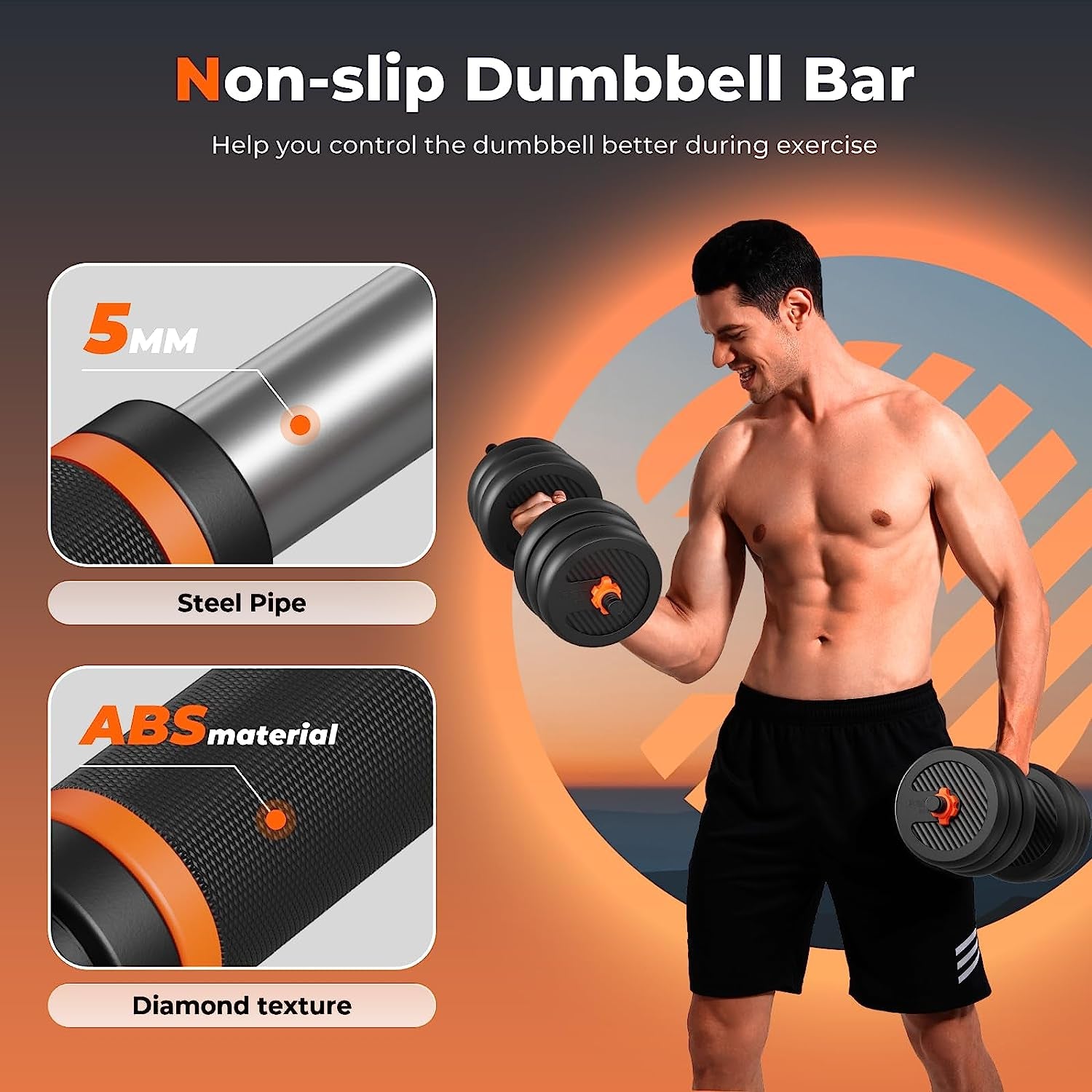 Adjustable Dumbbells - Free Weight Set of 50/90lbs with Connector. This 4-in-1 Dumbbell Set can be Used as Barbell, Kettlebells, and Push-up Stand for Versatile Fitness Exercises at Home Gym. Suitable for Men and Women.