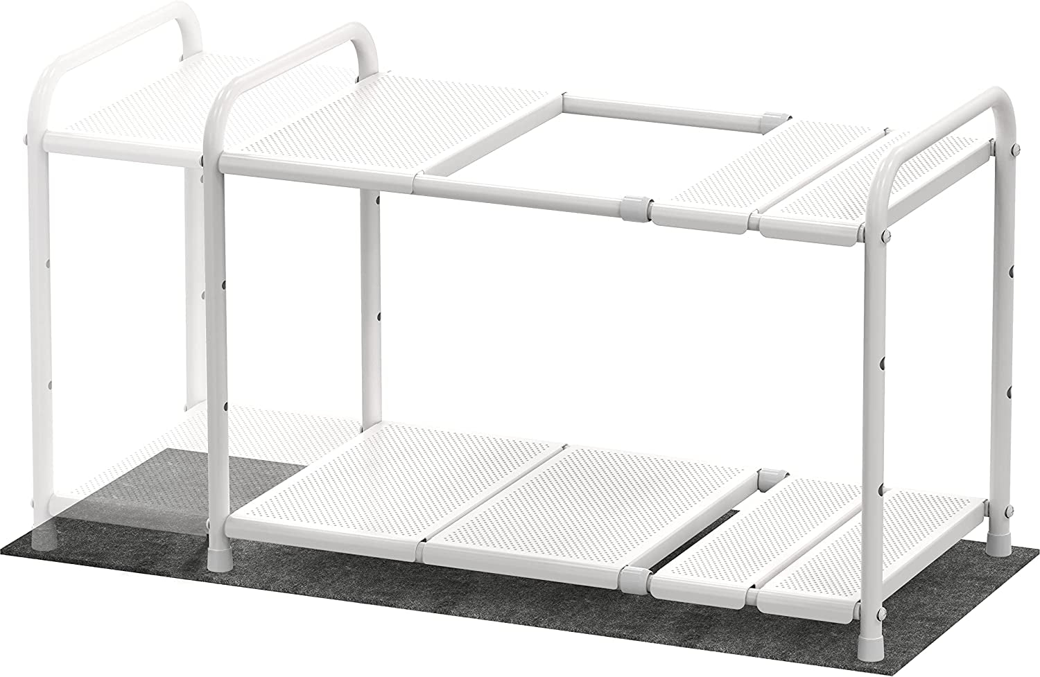 Simple Under Sink 2 Tier Expandable Shelf Organizer Rack - White (Expands from 38 to 63.5 cm)