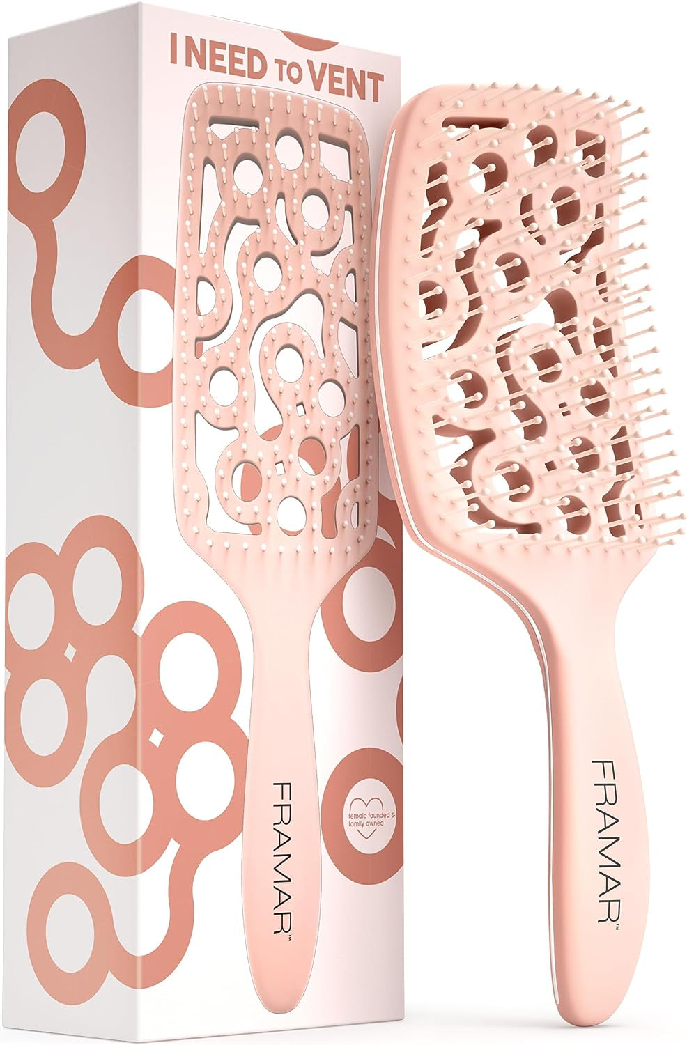 Vented Hair Brush for Women - Professional Wet Hair Brush with Curved Design for Easy Detangling, Blow Drying, and Hair Brush Drying; Suitable for Curly Hair; Available in Champagne Color.