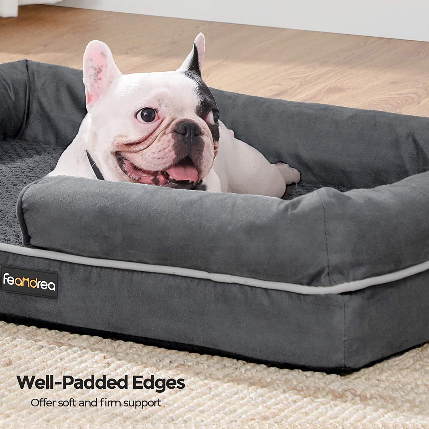 30'' Memory Foam Dog Bed Sofa with Removable Waterproof Cover, Machine Washable 