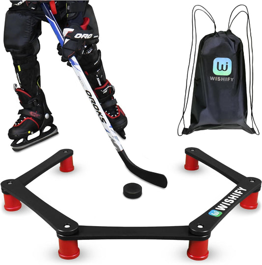 Enhanced Hockey Stick Handling Trainer - Portable Lightweight Training Aid for Improved Puck Control, Drills, and Shooting Practice on Ice and Synthetic Tiles - Includes Carry Bag