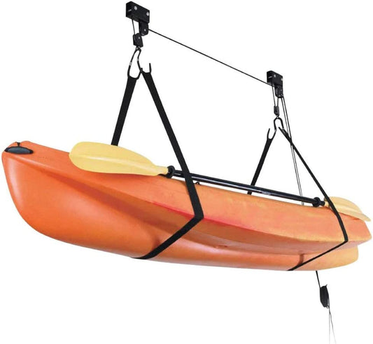 Ceiling Hoist for Bicycles, Kayaks, and Canoes - Ideal Storage Solution for Your Garage