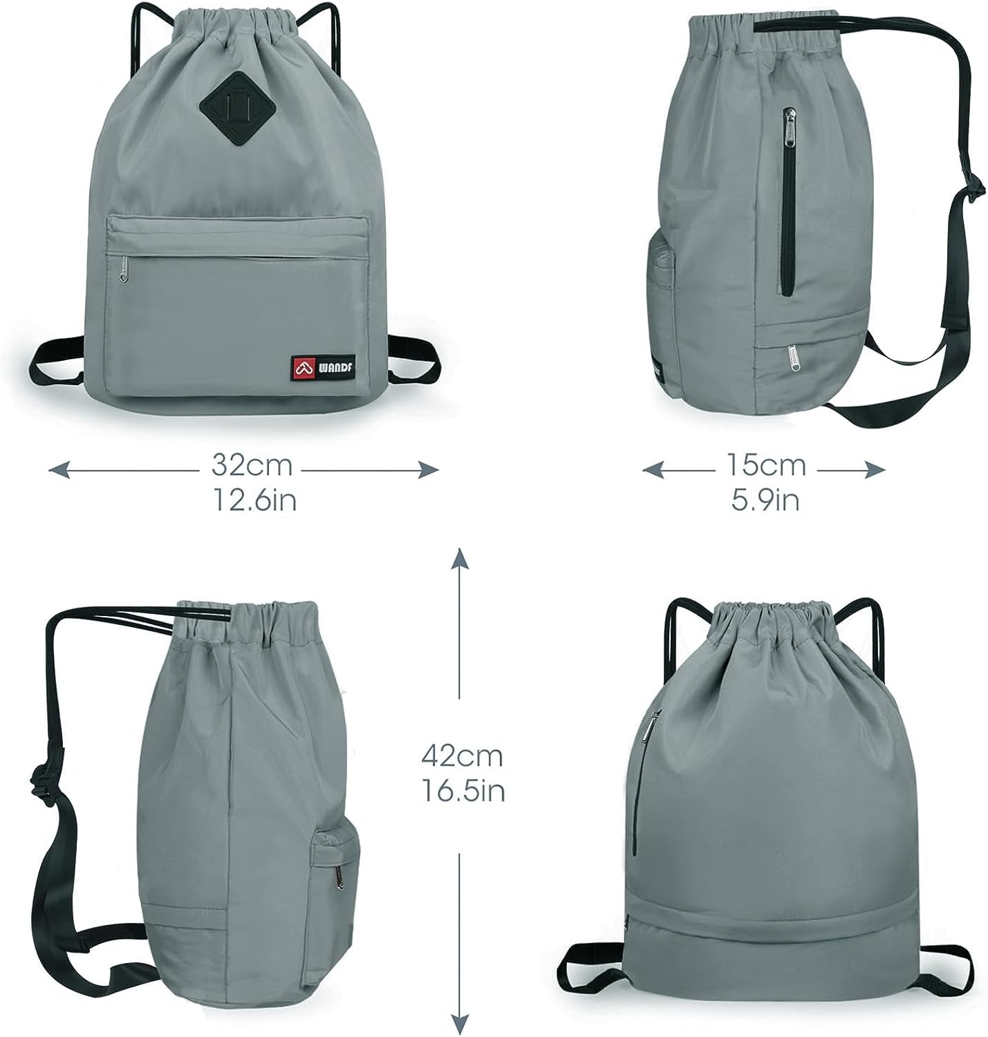 Water-Resistant Drawstring Backpack with Wet Pocket - String Bag Sackpack - Ideal for Gym, Shopping, Sports, and Yoga - Made from Nylon for Durability and Convenience.