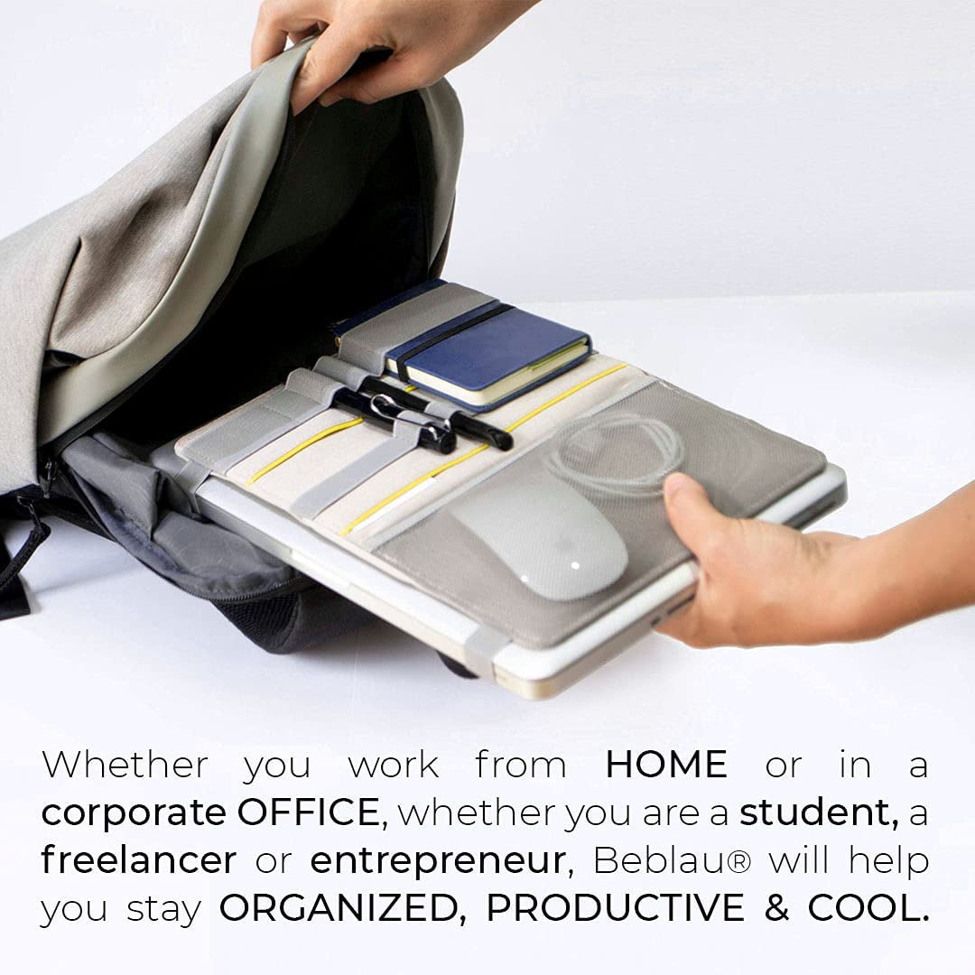 Portable Tech Organizer Attachable to Your Devices - Desktop Organizer for Office, Home & School - Ideal Working from Home Solution - Laptop Accessories Backpack Insert in Grey