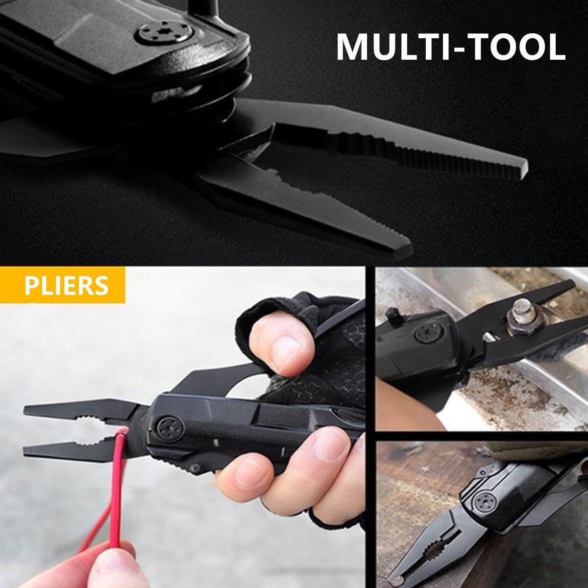 Folding Hunting Knife Multitool Pliers - Tactical Pocket Knife Gift for Men and Dads, Equipped with Saw, Bottle Opener, Screwdriver, Ideal for Camping, Outdoor Survival, Hiking, Household DIY, and Various Tools for Men.
